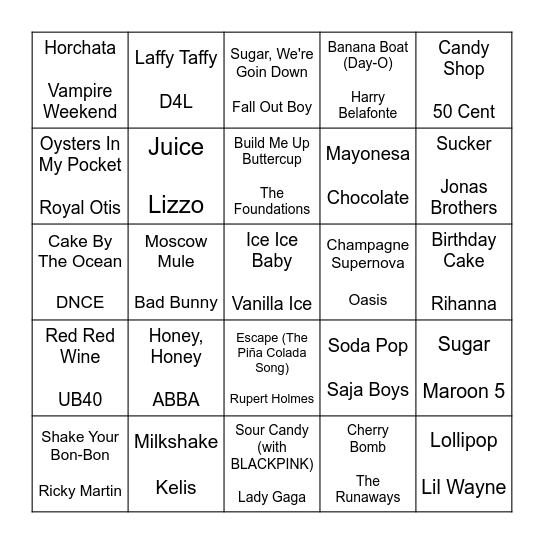 Hungry? Bingo Card