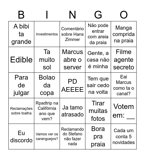 Bingo Rubs Bingo Card