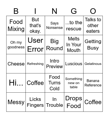 Tim Lee Food 3 Bingo Card