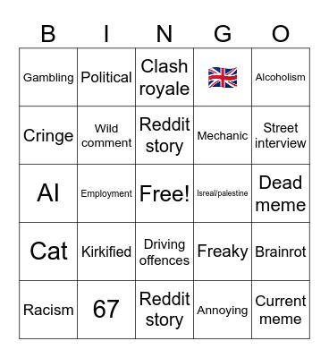 Instagram Reels Bingo Card