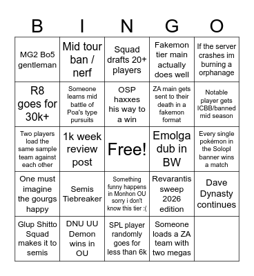 Solopl Bingo Card
