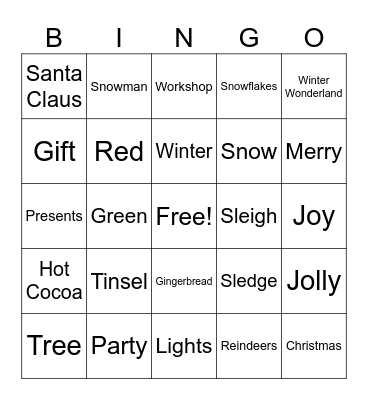 Secret Santa Party Bingo Card