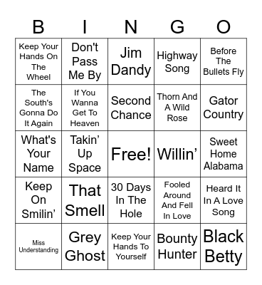70's Classic Rock Bingo Card