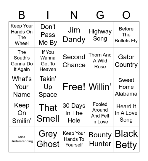 70's Classic Rock Bingo Card