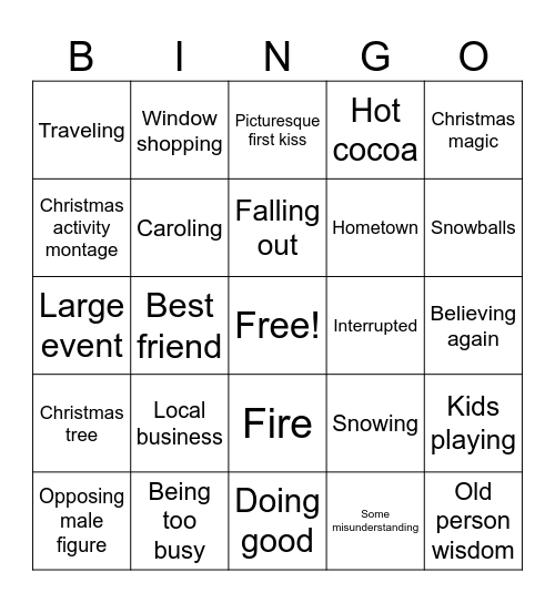 Kissmas Bingo Card