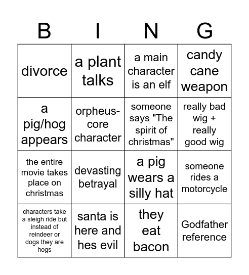 hogfather Bingo Card