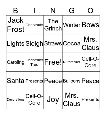 Holiday Bingo Card