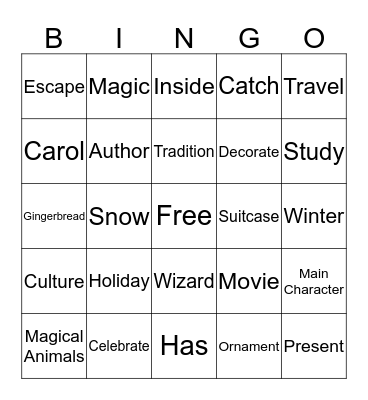 Holiday Vocabulary Card Bingo Card