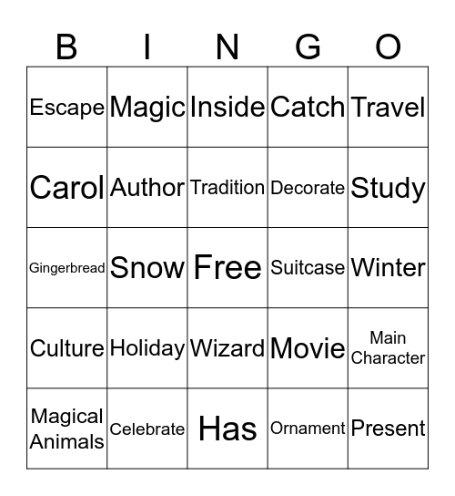 Holiday Vocabulary Card Bingo Card