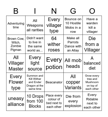 Extreme MC Bingo Card