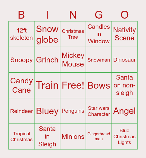 Christmas Lights Bingo! Bingo Card