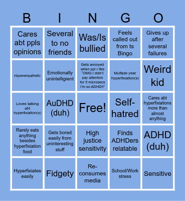 ADHD Bingo Card