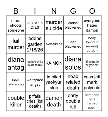 EDENS GARDEN CH2 Bingo Card