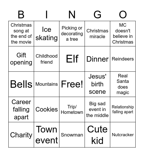 Christmas Movies Bingo Card