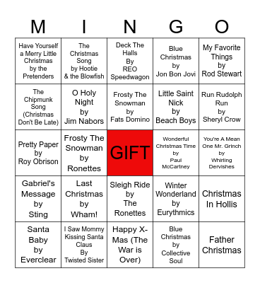 Rockin Christmas Bingo Card