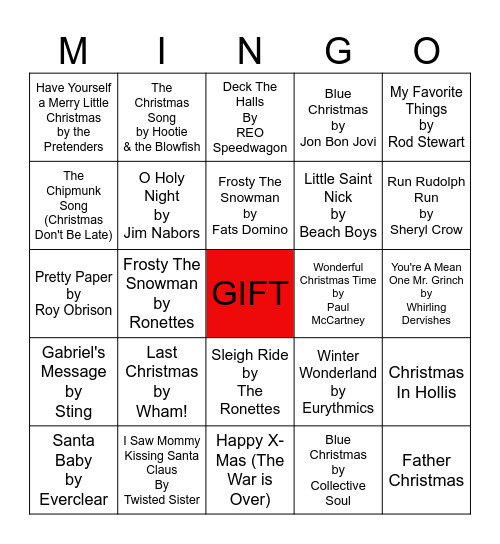 Rockin Christmas Bingo Card