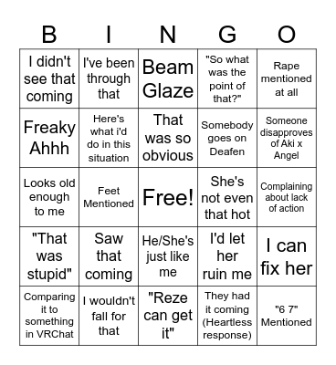 Things We Expect To Be Said Bingo Card