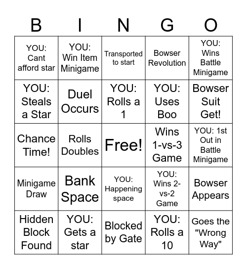 Mario Retardy TT Bingo Card