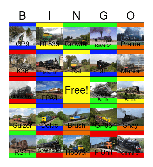 Summer Train Rides that I would like to take photographs and put them on my summer train rides scrapbook one day Bingo Card