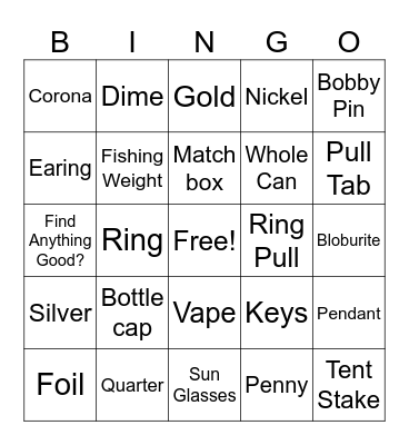 Beach Metal Detecting Bingo Card