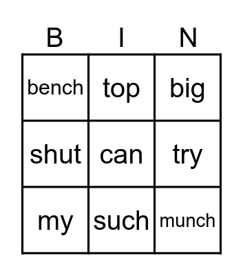 The two sounds of /th/ Bingo Card
