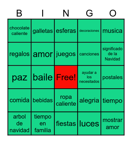 BINGO DE NAVIDAD Bingo Card