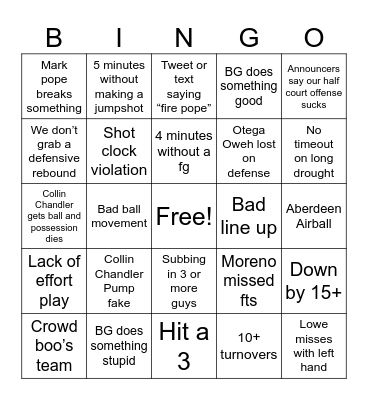 2025 Kentucky Basketball Bingo Card