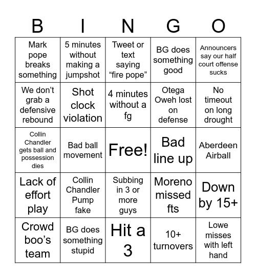 2025 Kentucky Basketball Bingo Card