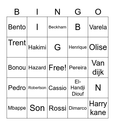 Efootball goal Bingo Card