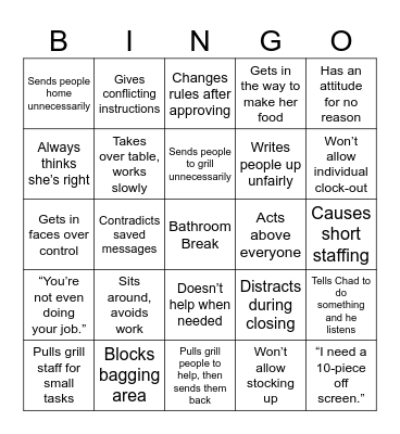 Crashout Night Bingo Card