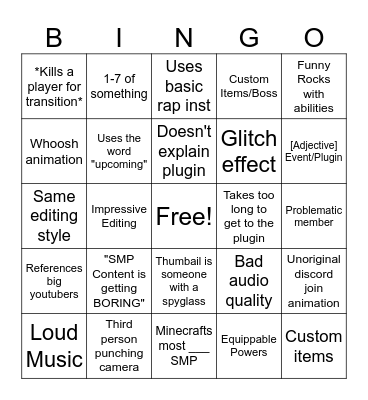 SMP Promo Bingo Card