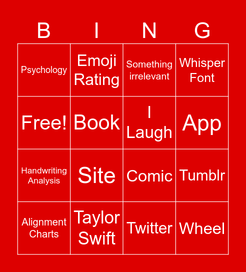Pinterest Bingo Card