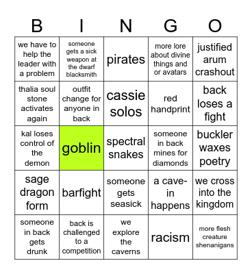session 19 Bingo Card
