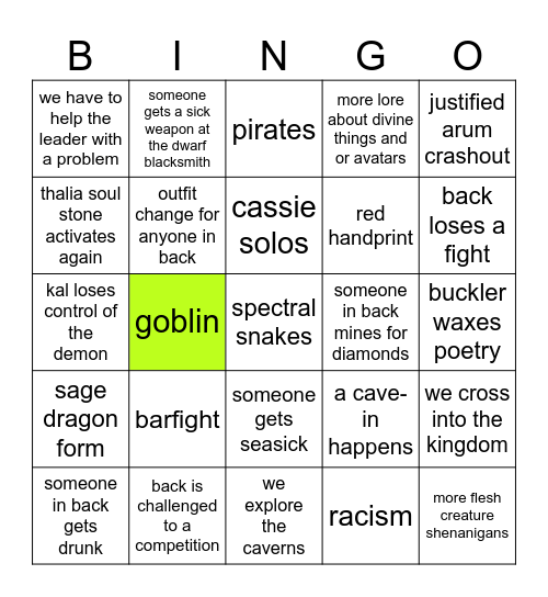 session 19 Bingo Card