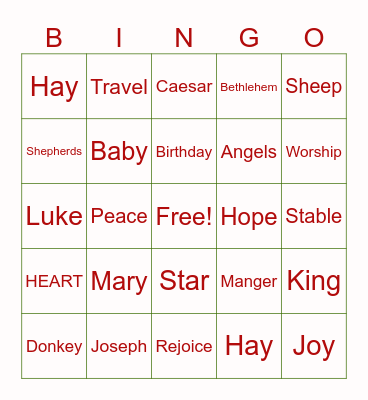 Merry Christmas Bingo Card
