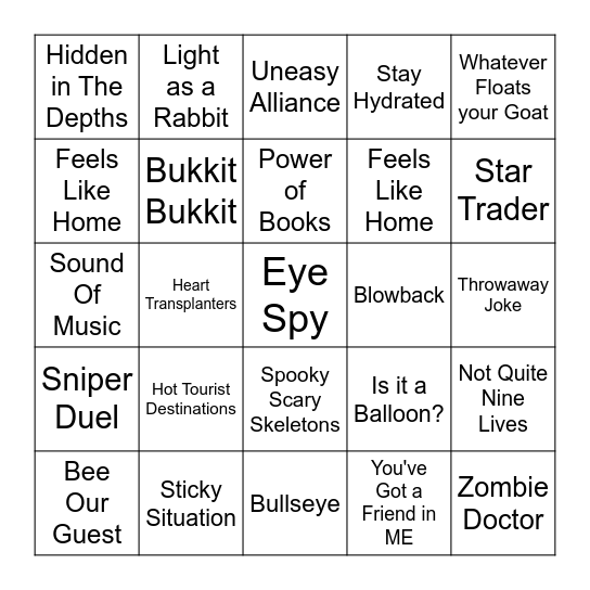Board 1 Bingo Card