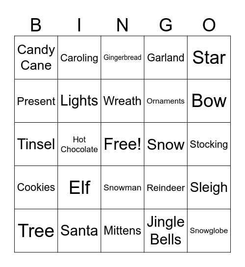 Holiday Bingo Card