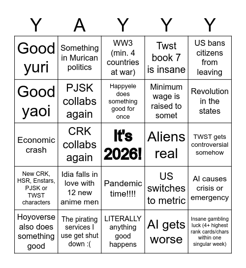 2026 Bingooo Bingo Card