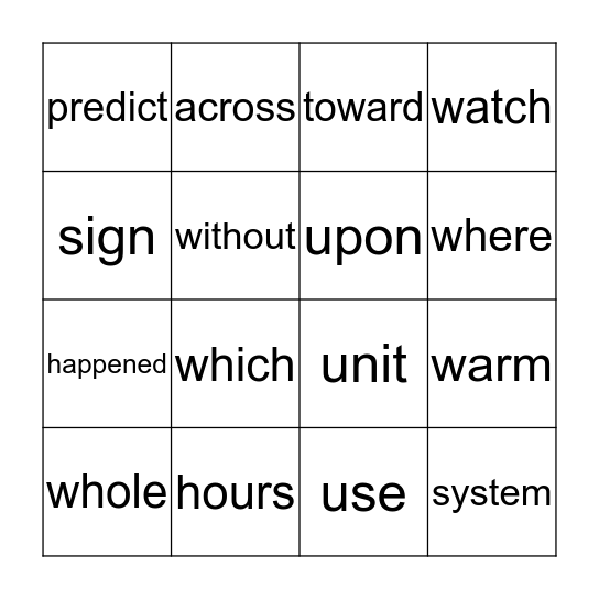 3RD GRADE Bingo Card