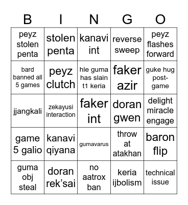 t1 hle kespa bingo Card