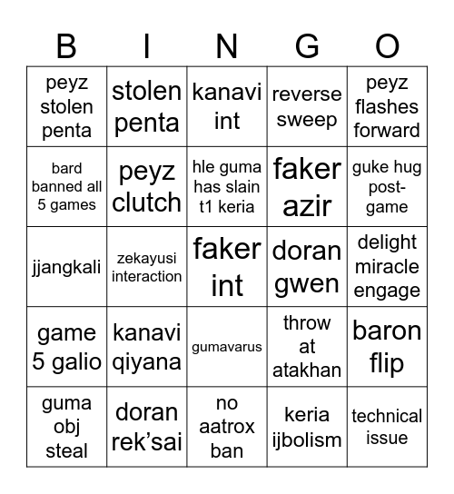 t1 hle kespa bingo Card