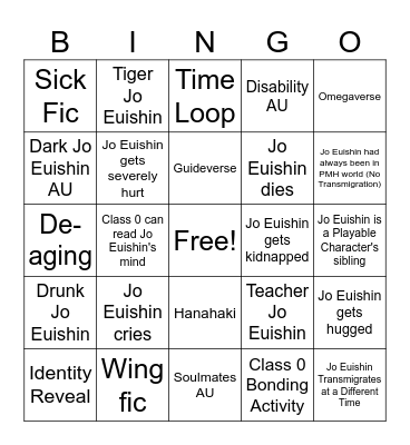 The Jo Euishin Bingo Card Bingo Card