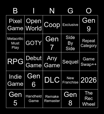 2026 GAME BINGO Card
