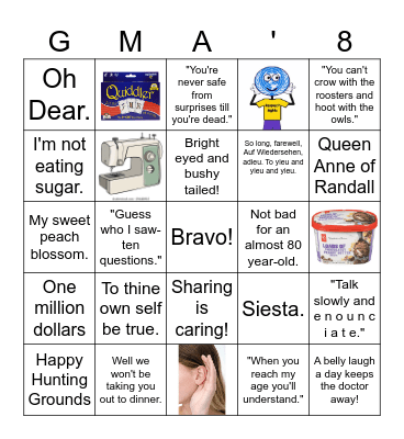 Grandma's Birthday Bingo Card