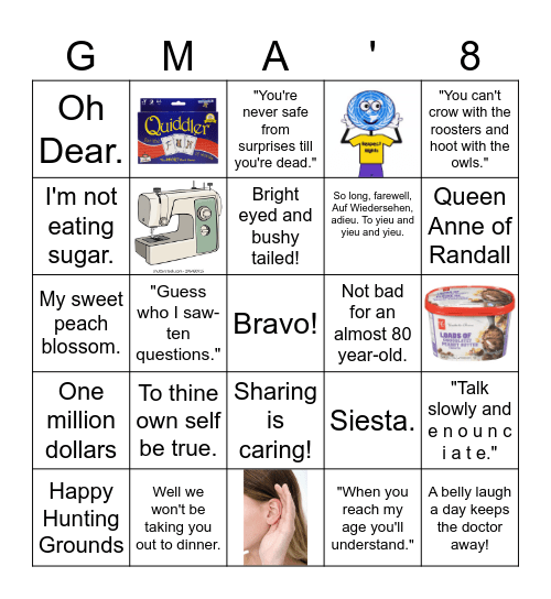 Grandma's Birthday Bingo Card