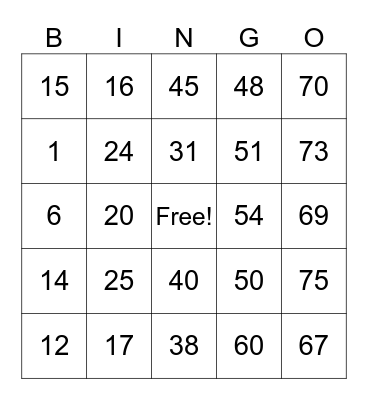 Patrick Herrera Bingo Card