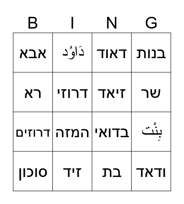 סיכום דוד ארז בנתי Bingo Card