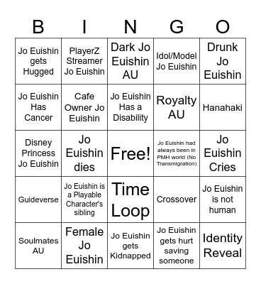 The Jo Euishin Bingo Card Bingo Card
