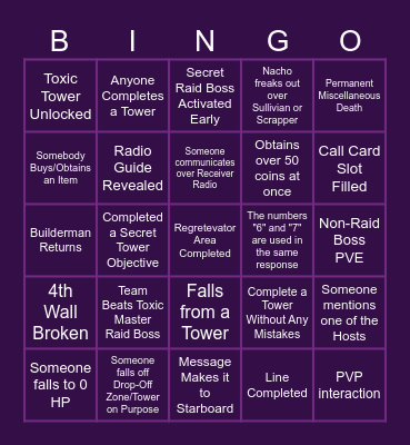 Noli's Bingo That You Die From Bingo Card