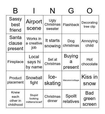 Bad Christmas Romcom Bingo Card